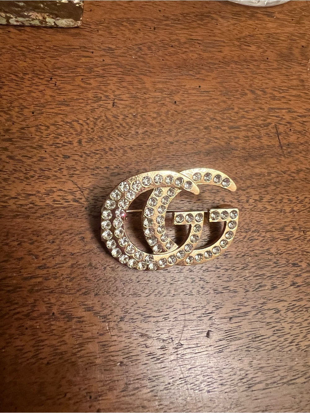 Fashion GG Gold Brooch with Crystal Accents NWT - Picture 4 of 5